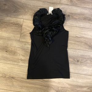 NWT Cabi ruffled black sleeveless top medium